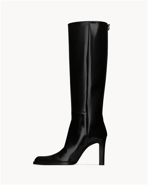 [SAINT LAURENT] nina high boots in glazed calfskin 